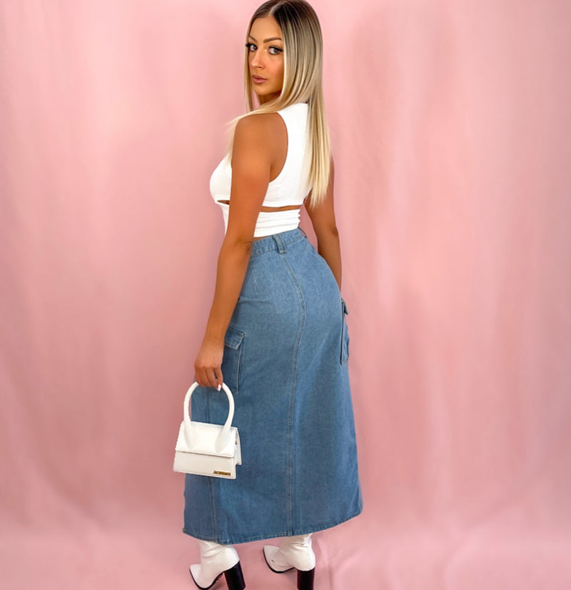 Out of Touch Denim Maxi Skirt